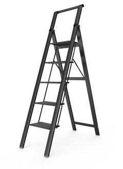 SUNRISE 5 Step Ladder Aluminum Folding  Step Stool with Convenient Handgrip Lightweight Step Ladder with Anti-Slip Sturdy Pedal for Home Kitchen and Office