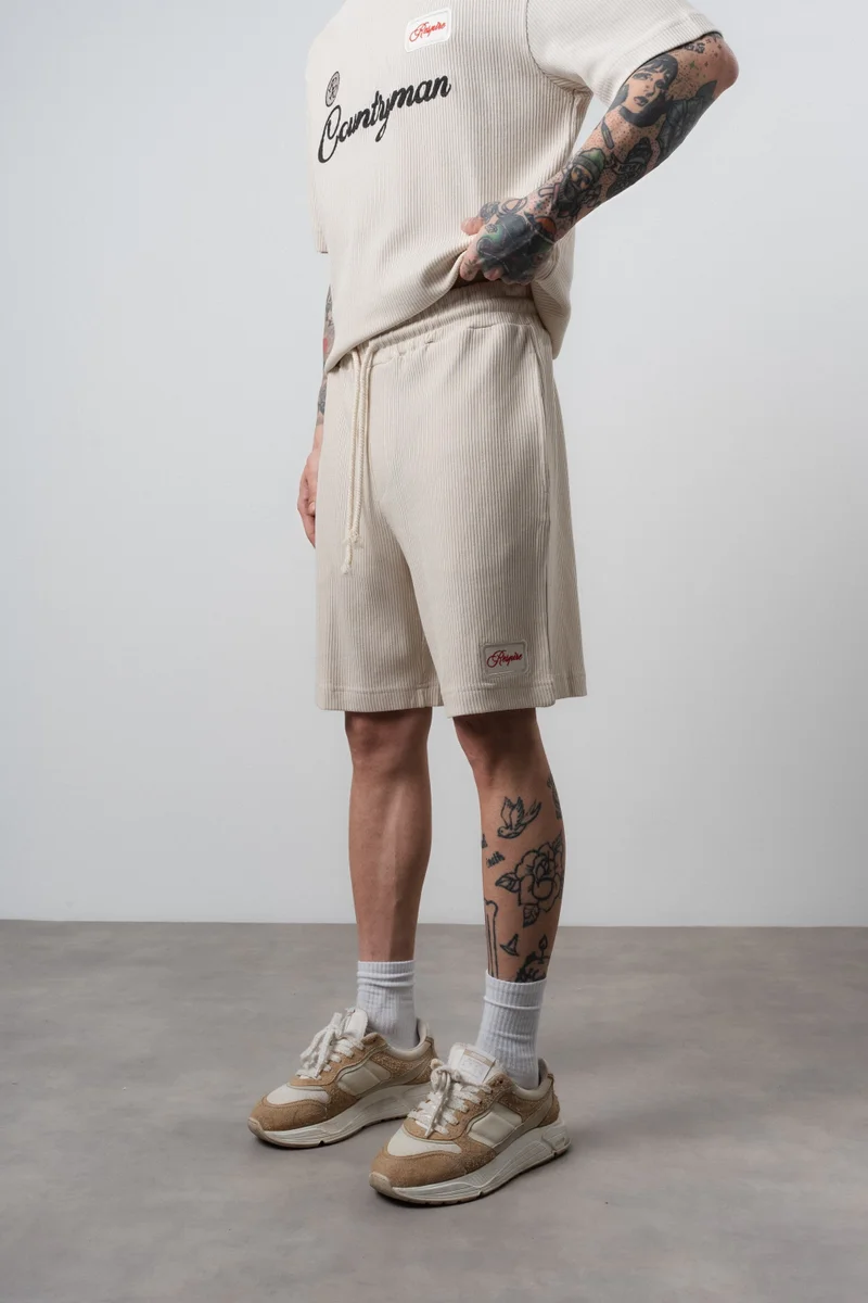 RESPIRE Men's Countryman Embroidered Shorts, Beige