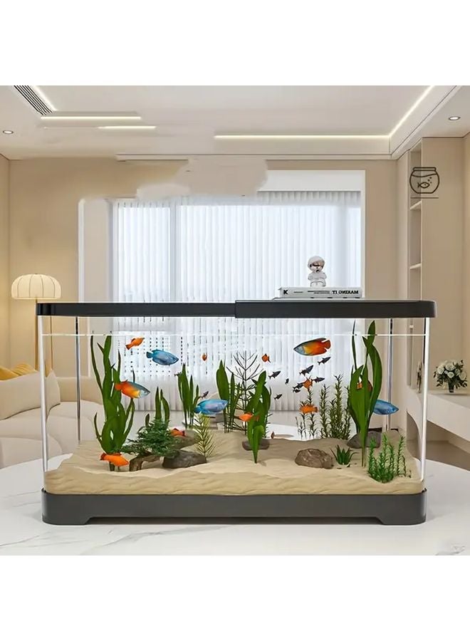 حوض أسماك منزلي بتصميم شفاف متكامل مع نظام تصريف مدمج وخزان أسماك متين للشعاب المرجانية - Image 2