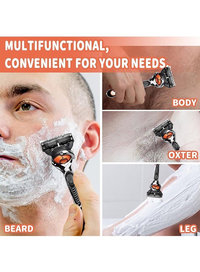 Men's Razor Blade Replacement Set with 1 Razor and 8 Blade Refills, Ultra Sharp Single Stainless Steel Blade Razor for Smooth Shaving and Comfortable, Easy to Carry, Orange/Black - Image 4