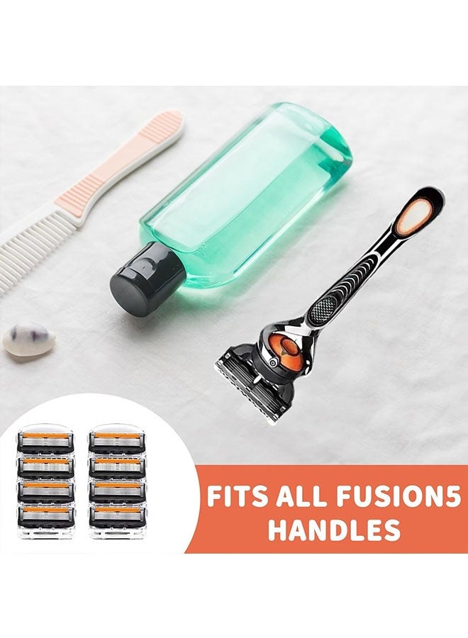Men's Razor Blade Replacement Set with 1 Razor and 8 Blade Refills, Ultra Sharp Single Stainless Steel Blade Razor for Smooth Shaving and Comfortable, Easy to Carry, Orange/Black - Image 5