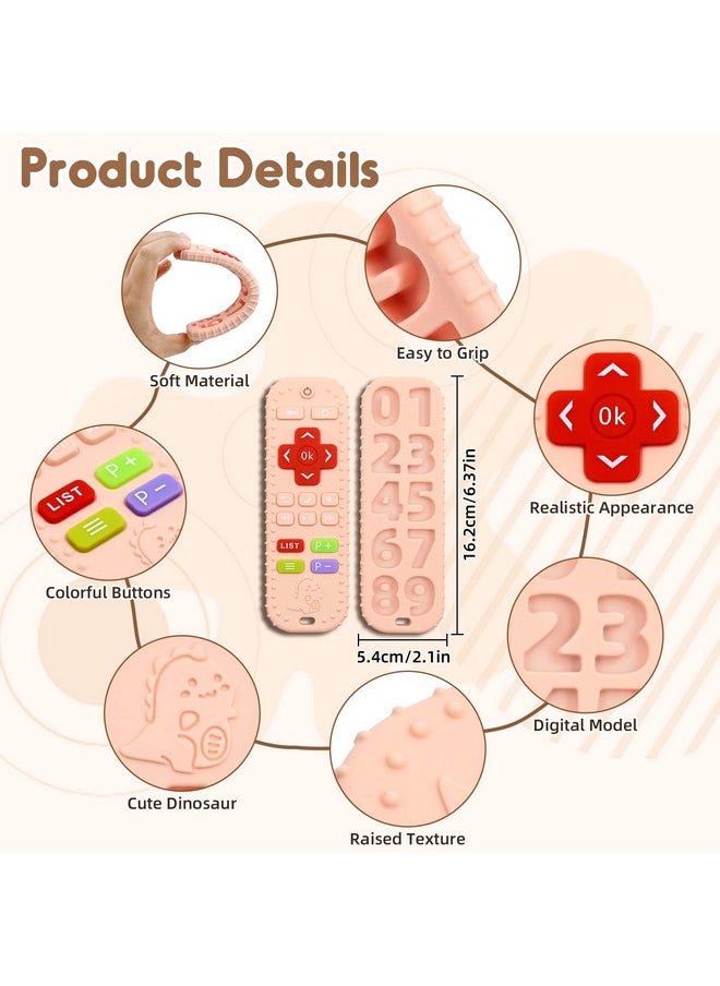 AiTuiTui - Teething Relief Teethers Toys For Babies 36 12 Months Gifts Silicone Remote Control Baby Teether Toys For 3 6 9 Months Newborn Infant Boy Girl Autism Food Grade Silicone Sensory Toys Pink - Image 1