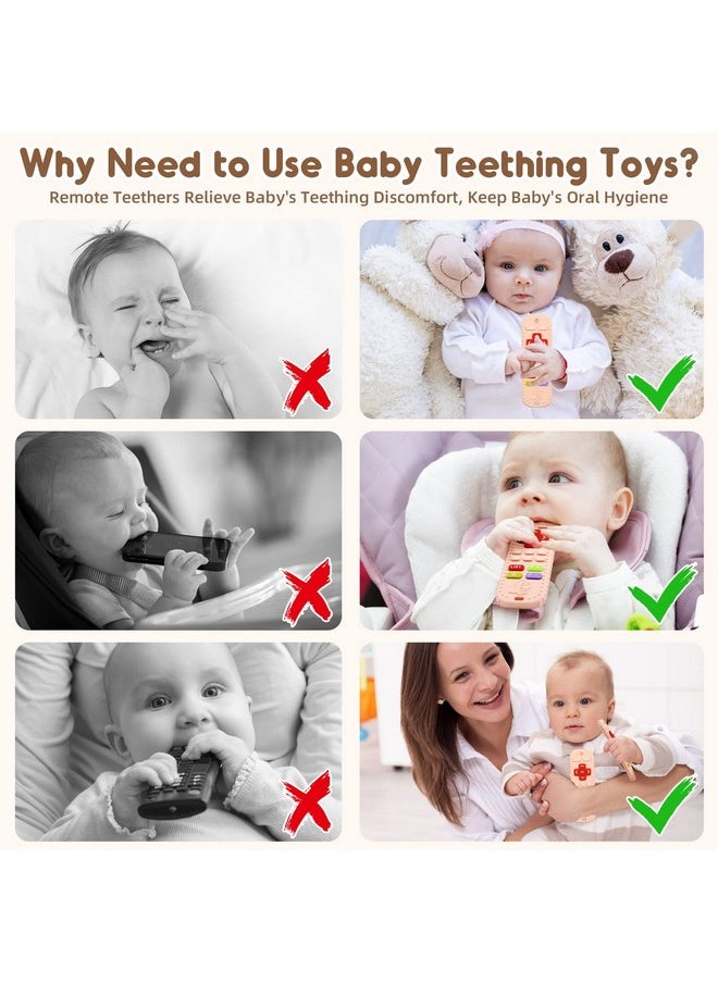 AiTuiTui - Teething Relief Teethers Toys For Babies 36 12 Months Gifts Silicone Remote Control Baby Teether Toys For 3 6 9 Months Newborn Infant Boy Girl Autism Food Grade Silicone Sensory Toys Pink - Image 1