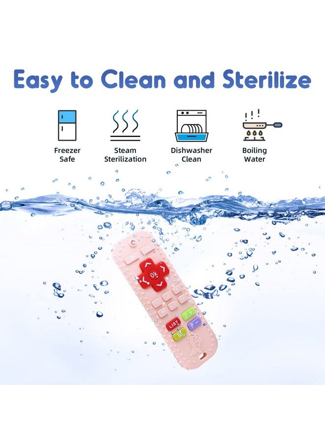 AiTuiTui - Teething Relief Teethers Toys For Babies 36 12 Months Gifts Silicone Remote Control Baby Teether Toys For 3 6 9 Months Newborn Infant Boy Girl Autism Food Grade Silicone Sensory Toys Pink - Image 1