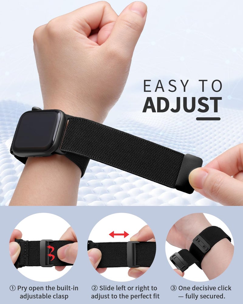 Sunnywoo حزام رياضي مرن متوافق مع أساور ساعة آبل 40mm 46mm 44mm 49mm 45mm 38mm 41mm 42mm للنساء والرجال، حزام قابل للتعديل مع مشبك مغناطيسي لساعة آي ووتش ألترا، SE، السلسلة 11 10 9 8 7 6 5 4 3 2 1 - Image 3