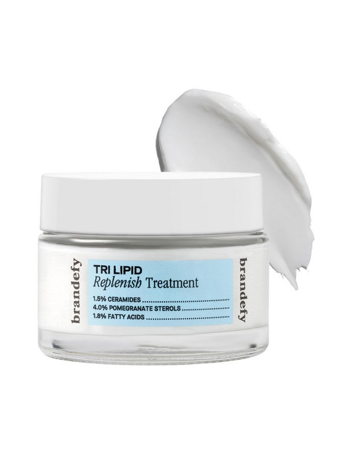 brandefy Tri Lipid Replenish Treatment - 1.5% Ceramides, 4.0% Sterols, 1.8% Fatty Acids - Peptide Moisturizer, Hydrating Face Cream, Made In The Usa (1.6 Oz) - Image 1