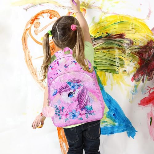 UFNDC 3PCS Unicorn Backpack for Girls, 16”Kids Sequin Bookbag with Lunch Box, School Bag for Elementary Toddler - Image 3