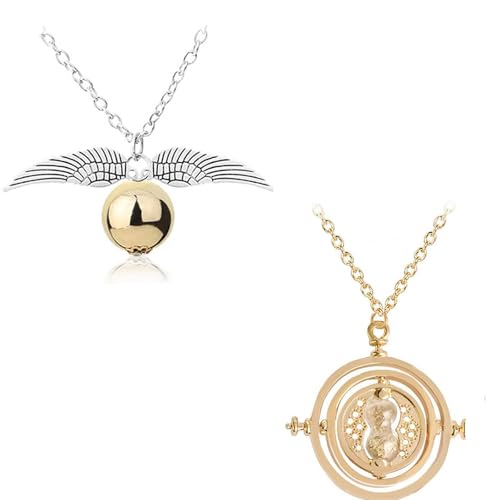 squishy 2Pcs Necklace, Time Turner Pendant Accessories Set, Inspired Jewelry for Magic Fans, Magical Cosplay Gift, Adjustable Chain - Image 1