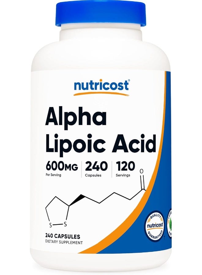 Nutricost Alpha Lipoic Acid 600mg Per Serving - Gluten Free, Vegetarian Capsules, Soy Free & Non-GMO (240 Capsules) - Image 1