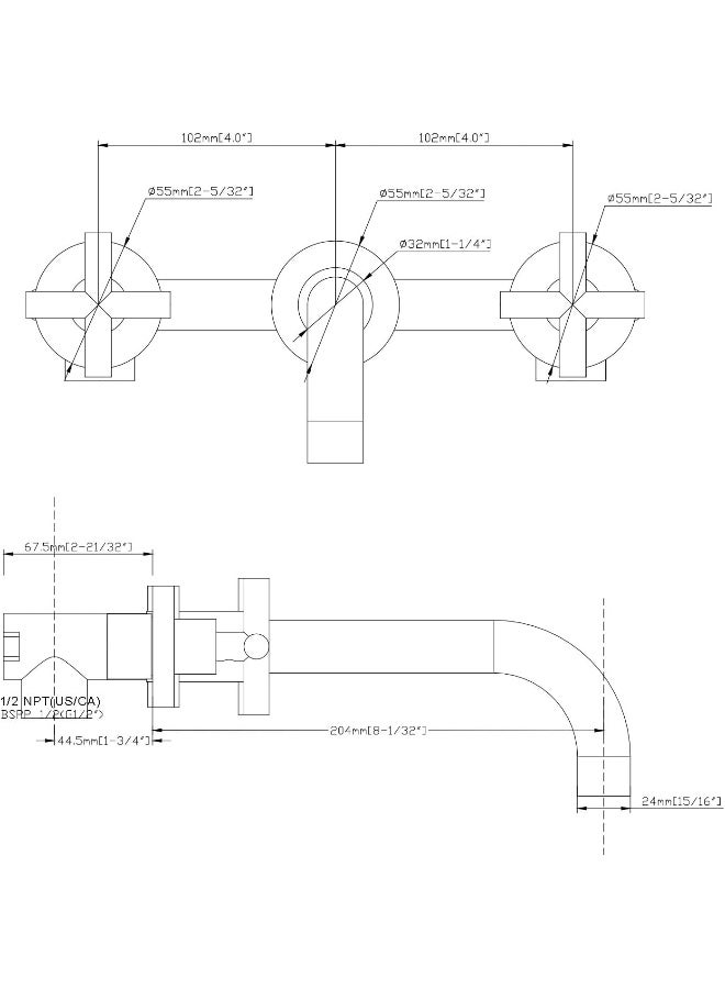 sumerain Wall Mount Bathroom Faucet Nickel,Cross Handles and Rough-in Valve Included - Image 5
