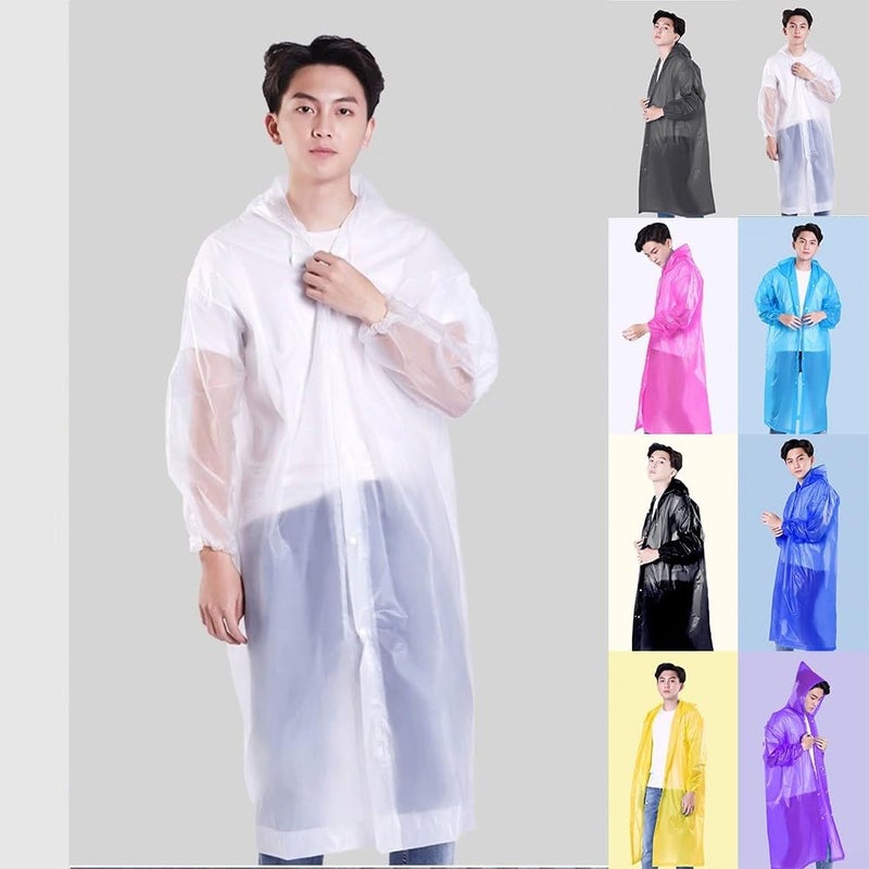 Purple Waterproof Hooded Rain Cape For Adults Long Sleeve Hiking Fishing Cycling Travel - Image 5