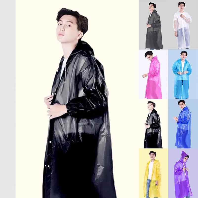 Purple Waterproof Hooded Rain Cape For Adults Long Sleeve Hiking Fishing Cycling Travel - Image 4