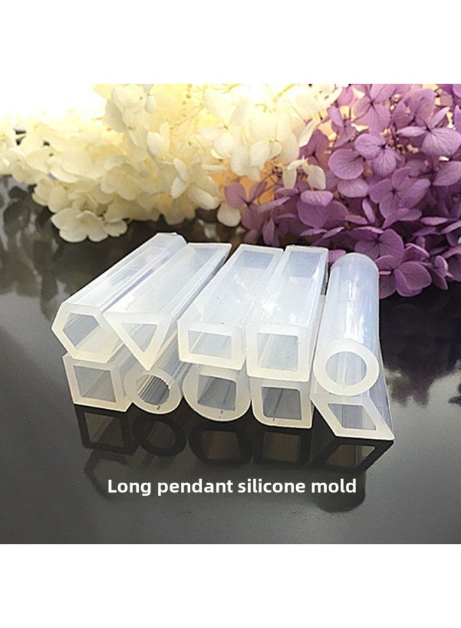 Crystal Drops Pendant Silicone Mold Polishing-free DIY Handmade Jewelry Long Cylinder Trapezoidal Crystal Shape-Specifications:Triangle Diamond Body Strip Mold - Image 1