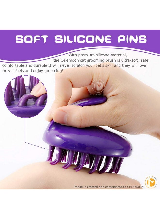 CELEMOON - CeleMoon Cat Brush with Soft Rubber Pins, Washable Silicone Pet Brushes for Indoor Cats Grooming Shedding Massage Bath, No Scratching Removes Hair Mats Tangles and Loose Fur for Short to Long Haired - Image 1