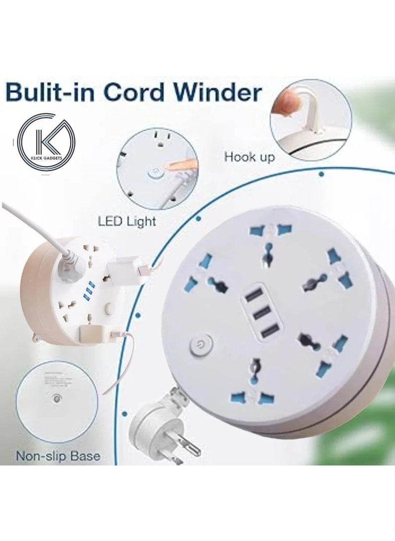 KLICK GADGETS WITH KG LOGO klick Gadgets Travel Power Strip Extension Box 3 USB Ports and 5 Outlets with Universal Sockets Multi Plug Socket with Safety ShutterExtension Cord 25 mtr for Desktop Charging Station 8 in 1  - Image 4