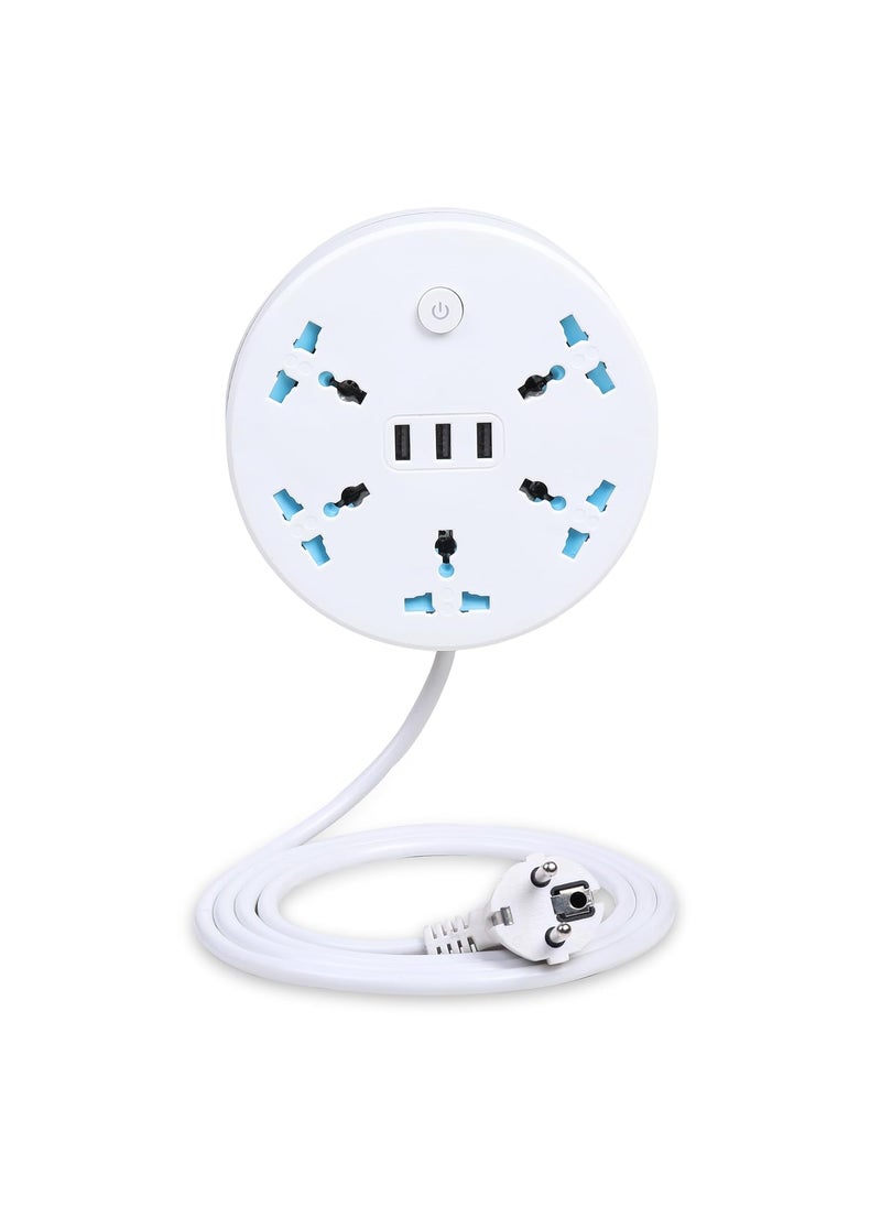KLICK GADGETS WITH KG LOGO klick Gadgets Travel Power Strip Extension Box 3 USB Ports and 5 Outlets with Universal Sockets Multi Plug Socket with Safety ShutterExtension Cord 25 mtr for Desktop Charging Station 8 in 1  - Image 1