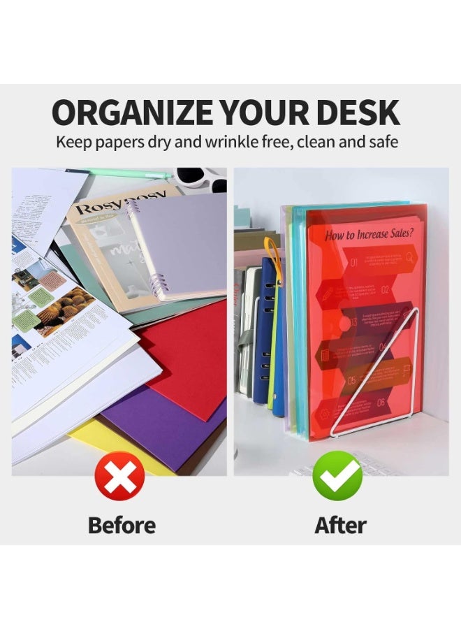 10 Pack Plastic File Folders with Label Pockets - A4 Size Clear Document Envelopes, Assorted Color Poly Organizers for Office School Supplies - Image 2