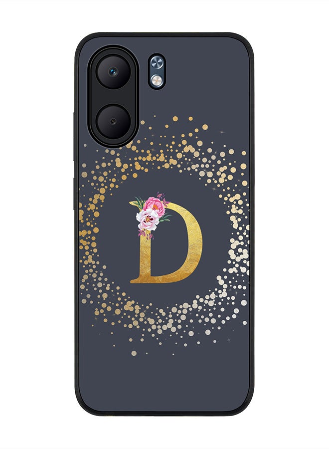 Stylizedd For Oppo A5x 5G / A5x 4G Case,Slim fit Camera Protection, Shockproof Thin Phone cover  - Custom Monogram Floral - D  (Grey )