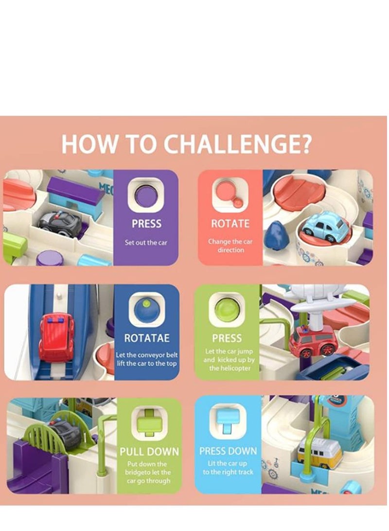 MIXDE ألعاب مغامرات السيارات، لعبة إنقاذ المدينة لمرحلة ما قبل المدرسة، ألعاب تعليمية للأطفال، مسارات سباق للأولاد، مجموعات لعب مسار سيارات السباق التفاعلية بين الوالدين والطفل للأطفال من سن 2 إلى 8 سنوات للأولاد والبنات - Image 3