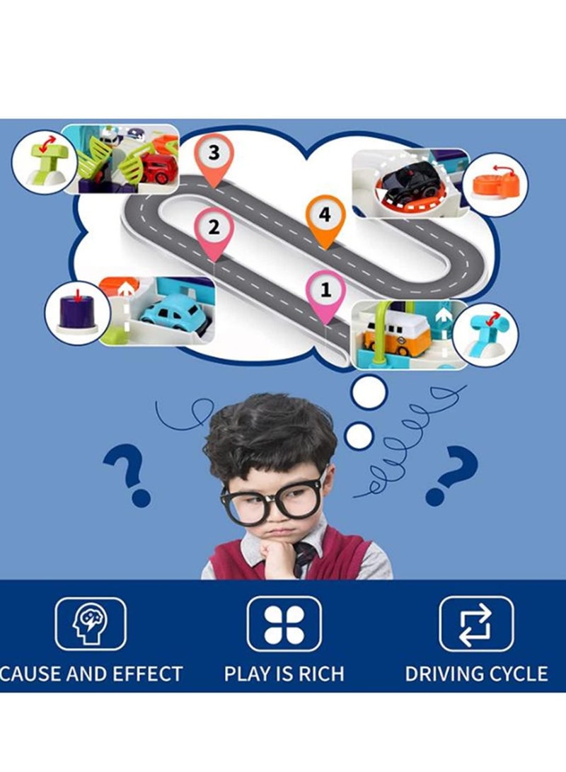 MIXDE ألعاب مغامرات السيارات، لعبة إنقاذ المدينة لمرحلة ما قبل المدرسة، ألعاب تعليمية للأطفال، مسارات سباق للأولاد، مجموعات لعب مسار سيارات السباق التفاعلية بين الوالدين والطفل للأطفال من سن 2 إلى 8 سنوات للأولاد والبنات - Image 5