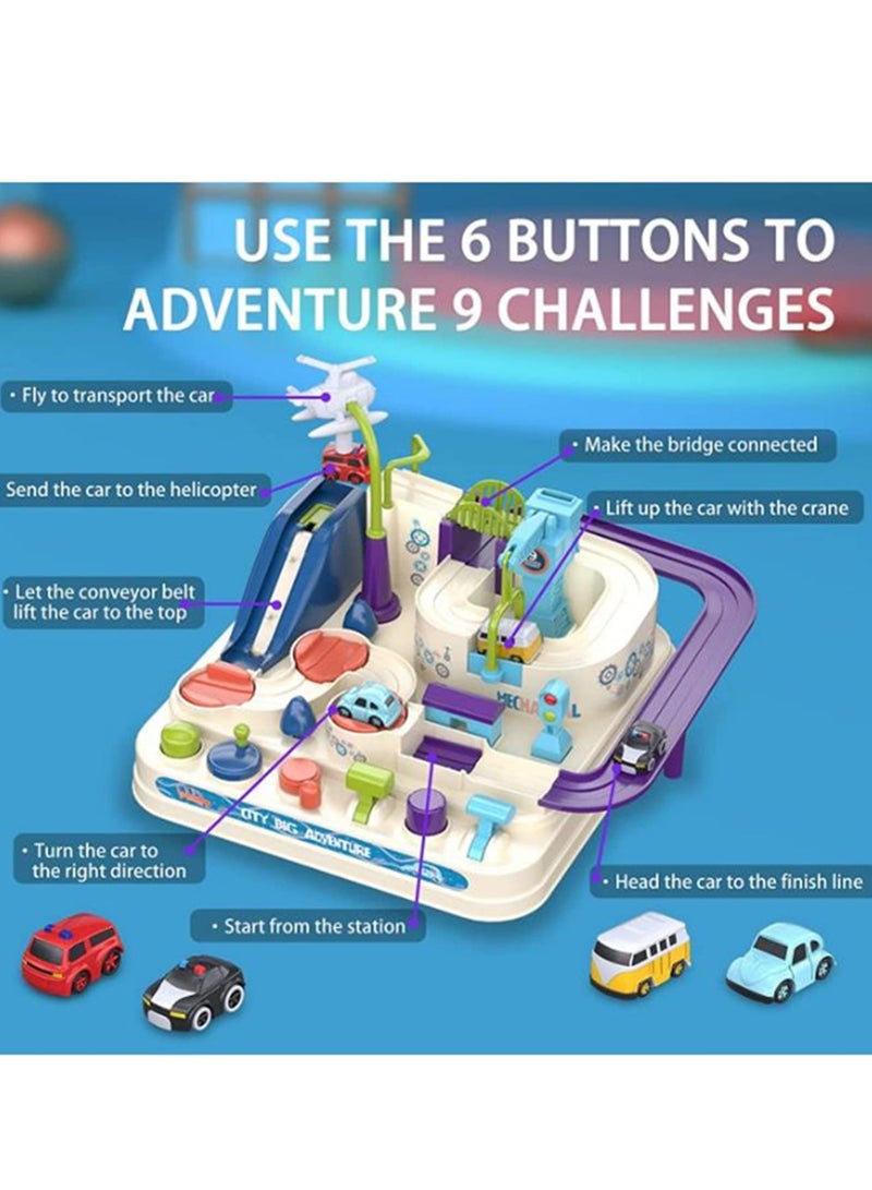 MIXDE ألعاب مغامرات السيارات، لعبة إنقاذ المدينة لمرحلة ما قبل المدرسة، ألعاب تعليمية للأطفال، مسارات سباق للأولاد، مجموعات لعب مسار سيارات السباق التفاعلية بين الوالدين والطفل للأطفال من سن 2 إلى 8 سنوات للأولاد والبنات - Image 2