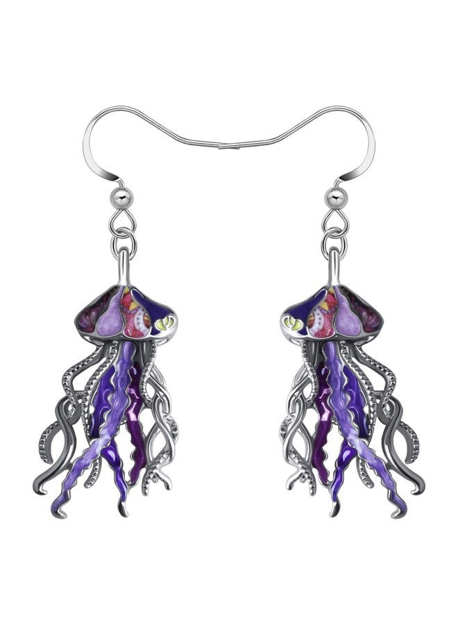 BAMAY Enamel Alloy Cute Jellyfish Earrings Dangle Sea Animal Charms Beach Jewelry Summer Gifts for Women (Purple)  - Image 1