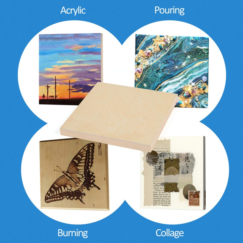 Falling in Art Unfinished Birch Wood Canvas Panels Kit, Falling in Art 4 Pack of 8x8’’ Studio 3/4’’ Deep Cradle Boards for Pouring Art, Crafts, Painting and More - Image 2