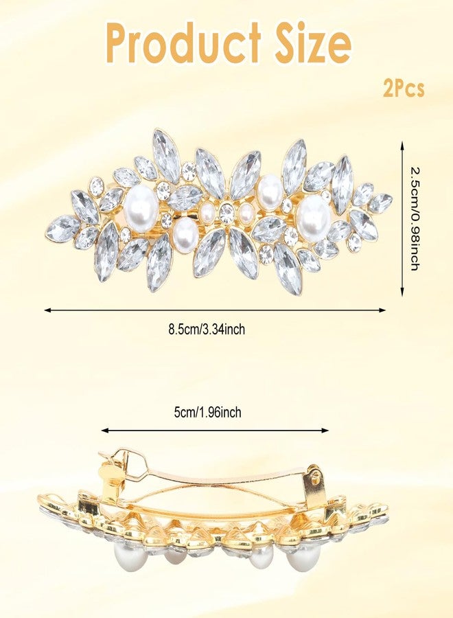 MAYCREATE® 3Pcs Floral Hair Clips for Girls Women,Stylish Pearl Hair Accessories for Woman,Metal Crystal Barrettes Ladies French Pins Gift Women - Image 2