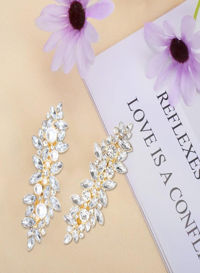 MAYCREATE® 3Pcs Floral Hair Clips for Girls Women,Stylish Pearl Hair Accessories for Woman,Metal Crystal Barrettes Ladies French Pins Gift Women - Image 4