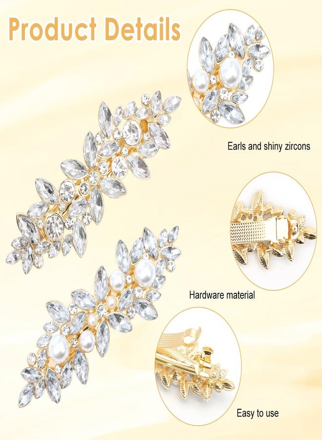 MAYCREATE® 3Pcs Floral Hair Clips for Girls Women,Stylish Pearl Hair Accessories for Woman,Metal Crystal Barrettes Ladies French Pins Gift Women - Image 3