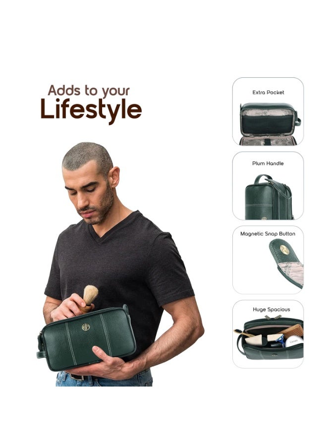 HAMMONDS FLYCATCHER Leather Travel Organizer Pouch - Toiletry Bag for Men and Women Cosmetic Organizer Bag, Shaving Kit Bag for Men Toiletry Pouch for Men with Multiple Pockets - Image 3