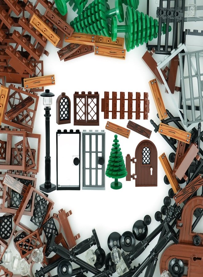 BroTex Doors Windows Accessories Bricks Pieces, House Parts Garden Classic Road Lamp Light Ladder Gate, Creative DIY Construction - Image 1