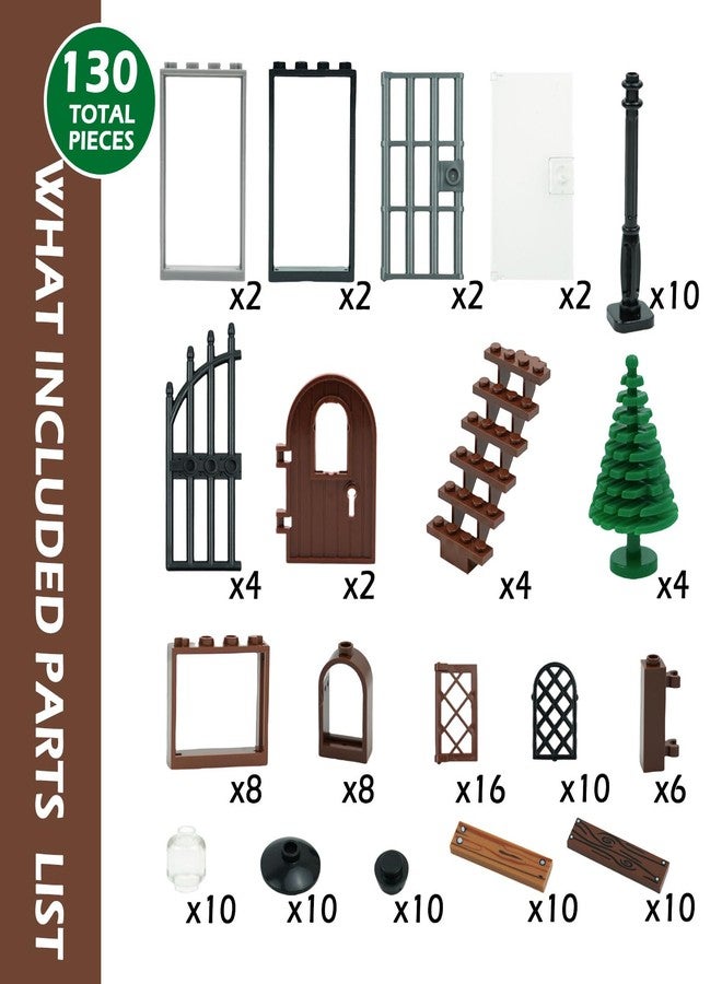 BroTex Doors Windows Accessories Bricks Pieces, House Parts Garden Classic Road Lamp Light Ladder Gate, Creative DIY Construction - Image 2
