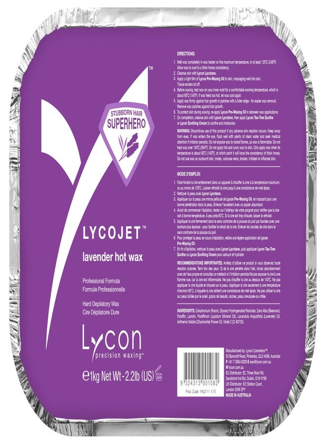 Lycon LycoJet Lavender Hard Wax Bricks for Hair Removal, Effortlessly Removes Stubborn Hair with Professional-Grade Soothing Formula, Suitable for Sensitive Skin, 1kg/ 35.3 oz - Image 1
