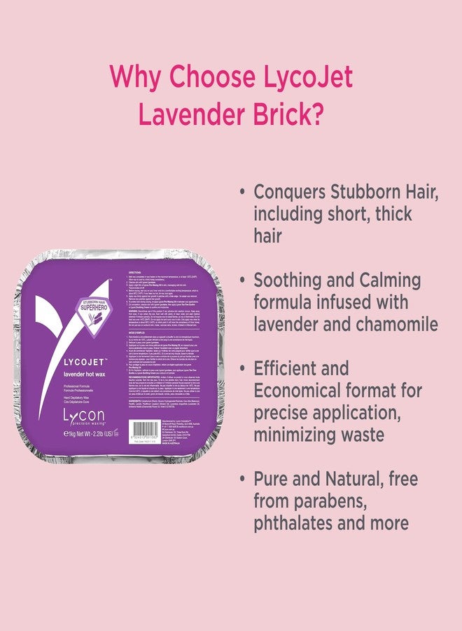 Lycon LycoJet Lavender Hard Wax Bricks for Hair Removal, Effortlessly Removes Stubborn Hair with Professional-Grade Soothing Formula, Suitable for Sensitive Skin, 1kg/ 35.3 oz - Image 2
