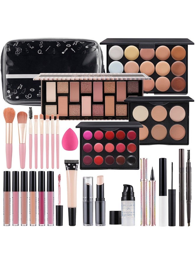 Moobirlet Makeup Kit For Women Full Kit Makeup Set For Teen Girls Eyeshadow Lip Gloss Lipstick Make Up Brushes Eyebrow Eyeliner Pen Liquid Concealer Foundation Primer Puff Eye Shadow Shields Eye Brow Stencil - Image 1