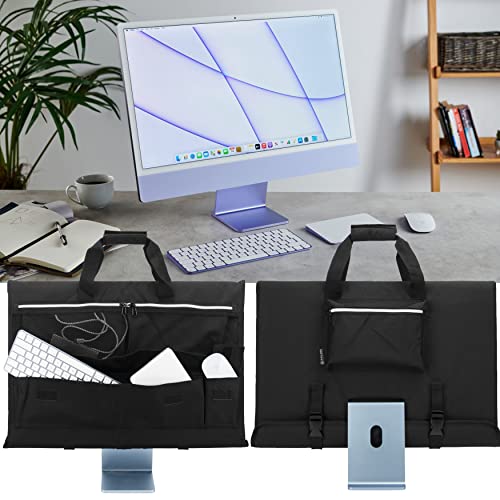 KISLANE حقيبة سفر كيسلان لحمل جهاز iMac المكتبي 24 بوصة، حقيبة تخزين واقية لشاشة iMac مع مقبض حمل لشاشة iMac 24 بوصة والإكسسوارات (أسود) - Image 2