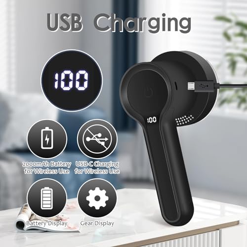 SUPER LINT Electric Fabric Shaver Electrostatic Brush, LED Display, 3-Speeds, Rechargeable Sweater Shavers to Remove Pilling for Clothing, Couch, Furniture, Black - Image 5