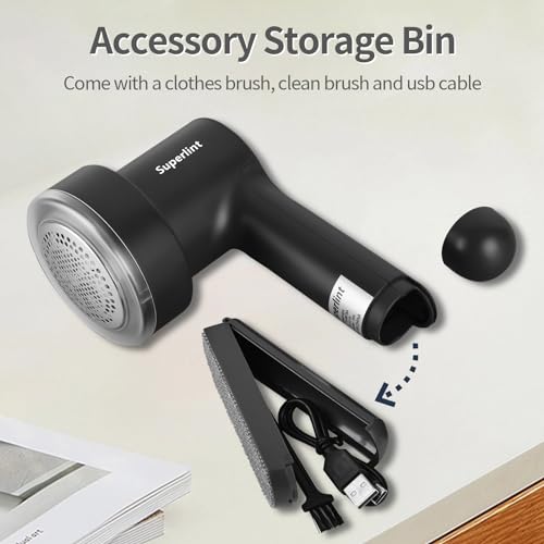 SUPER LINT Electric Fabric Shaver Electrostatic Brush, LED Display, 3-Speeds, Rechargeable Sweater Shavers to Remove Pilling for Clothing, Couch, Furniture, Black - Image 4