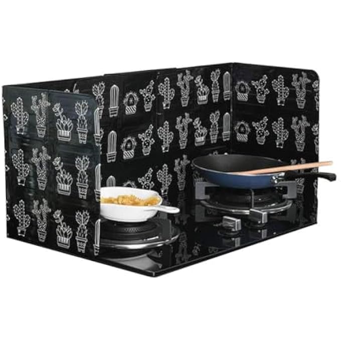 كيلا قطعتان من واقي رش الزيت القابل للاستخدام مرة واحدة من رقائق الألومنيوم لموقد الغاز ولوحة شاشة مقاومة لرش الزيوت أثناء الطهي والقلي وأداة مطبخ باللون الأسود - Image 2