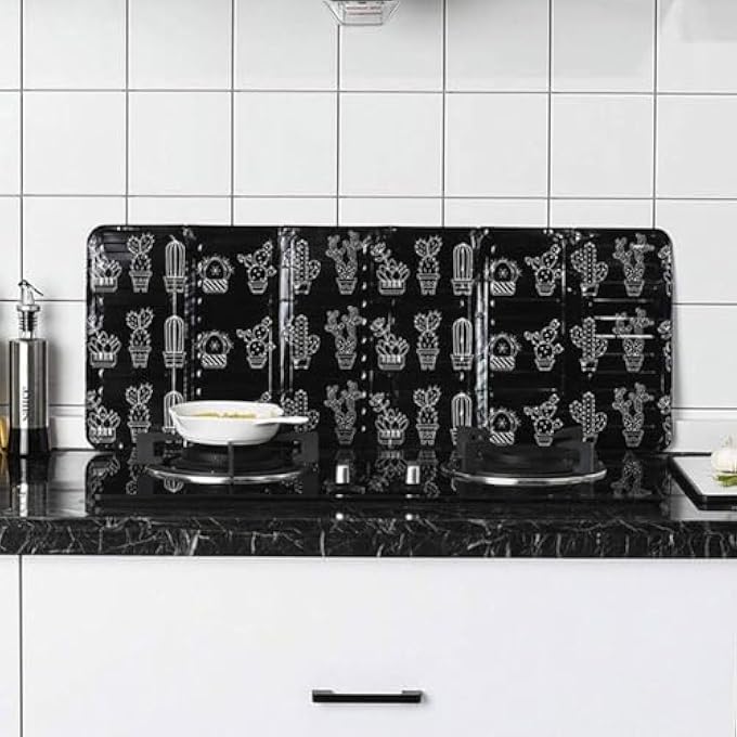 كيلا قطعتان من واقي رش الزيت القابل للاستخدام مرة واحدة من رقائق الألومنيوم لموقد الغاز ولوحة شاشة مقاومة لرش الزيوت أثناء الطهي والقلي وأداة مطبخ باللون الأسود - Image 5