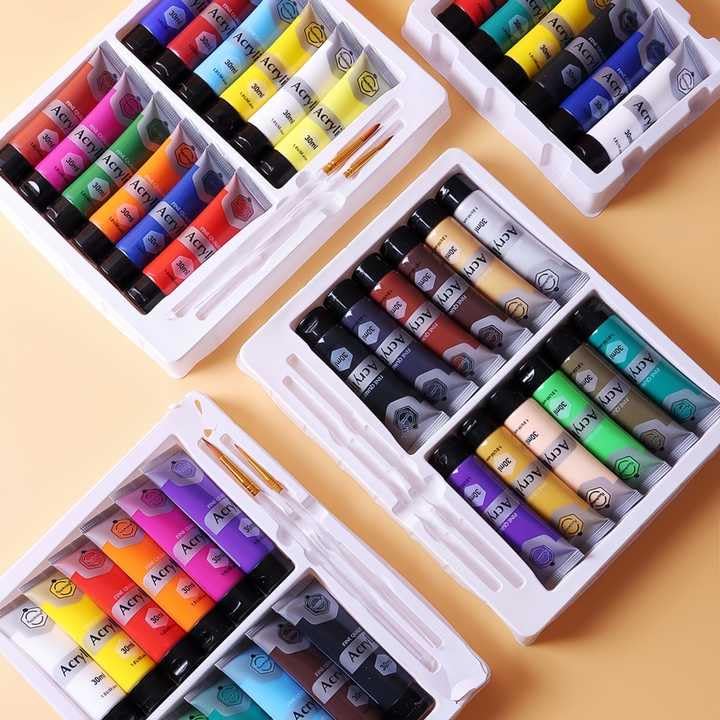 Delzon Artists Colour Set of 24 Colours X 30 ML Tubes Watercolor Painting with 6 Brushes for Beginners Students Adults Great Gift Idea - Image 2