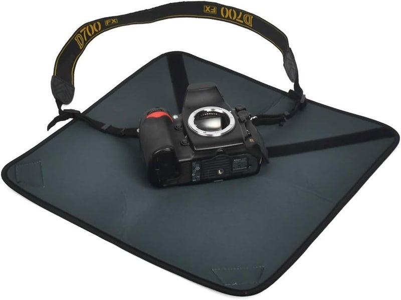SHOPEE Wrapping Cloth for Camera - Shockproof Protective Wrap, Foldable Waterproof Pleated for DSLR with Lens, Adjustable Case Bag Protector (15"x15" Black) - Image 1