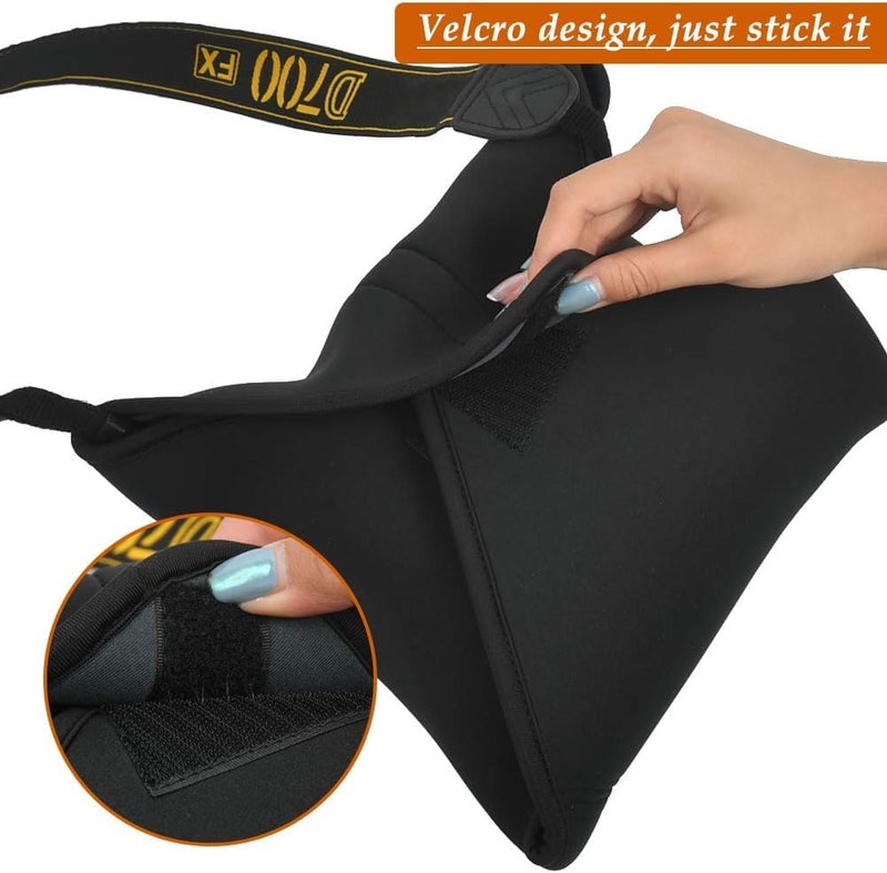 SHOPEE Wrapping Cloth for Camera - Shockproof Protective Wrap, Foldable Waterproof Pleated for DSLR with Lens, Adjustable Case Bag Protector (15"x15" Black) - Image 2