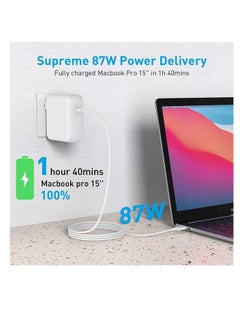 Y&D 87W USB C Charger Power Adapter Compatible with MacBook Pro 15/13 inch, Air 13 inch 2020/2019/2018, Thunderbolt 3 Block, 6.6ft 5A Cable  - Image 2