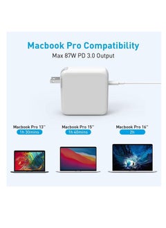 Y&D 87W USB C Charger Power Adapter Compatible with MacBook Pro 15/13 inch, Air 13 inch 2020/2019/2018, Thunderbolt 3 Block, 6.6ft 5A Cable  - Image 3