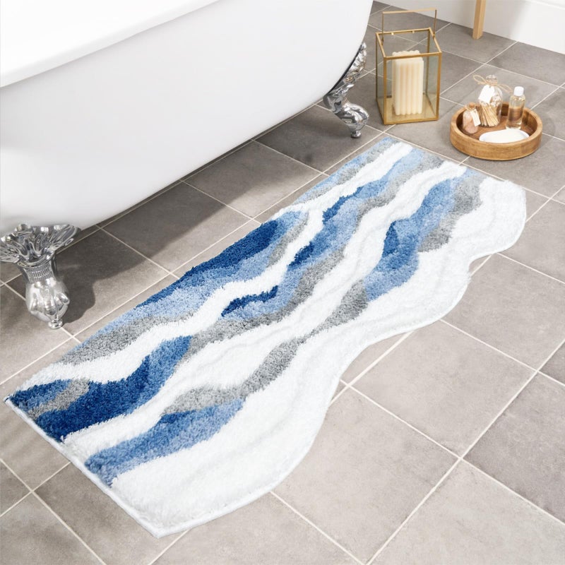 Homantic Coastal Bathroom Rugs Summer Beachy Bath Rug 4ft Long Bath Mat Runner Bathmat for Beach Bathroom Decor, Nautical Bath Runner Rug for Double Sink Bathtub Shower Bedroom 20"x47" - Image 1