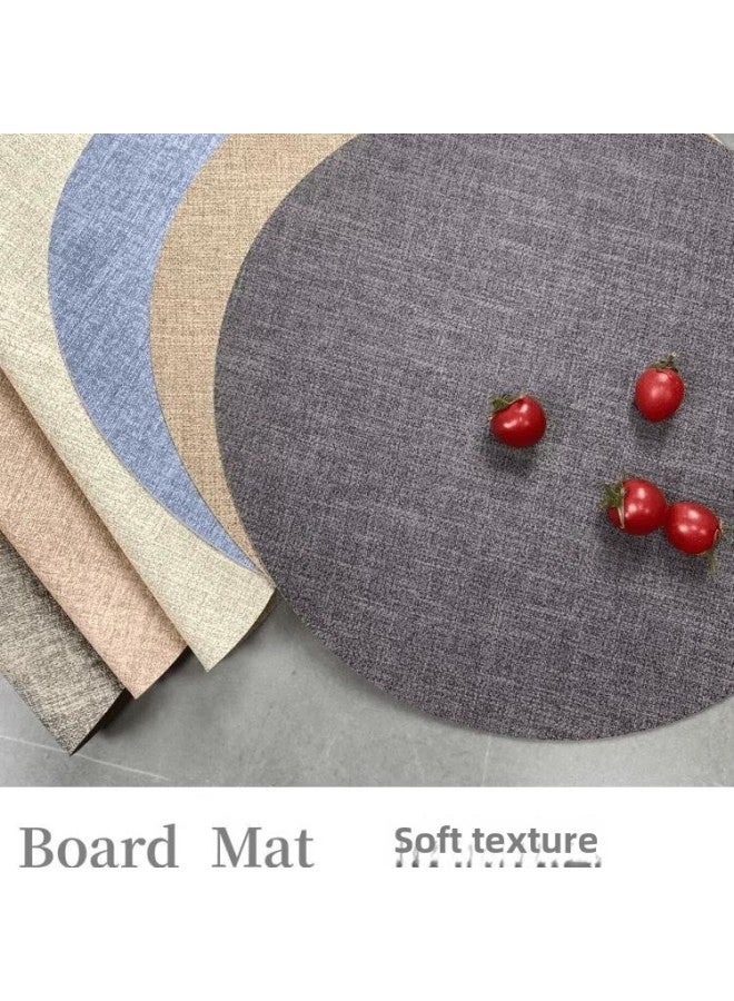 High-end Banquet Round Dining Mat Table Mat Cloth Pattern Leather Bowl Mat Coaster Protects Desktop Dining Table Waterproof And Washable-Color:Grass Green-Specifications:35x1cm - Image 2