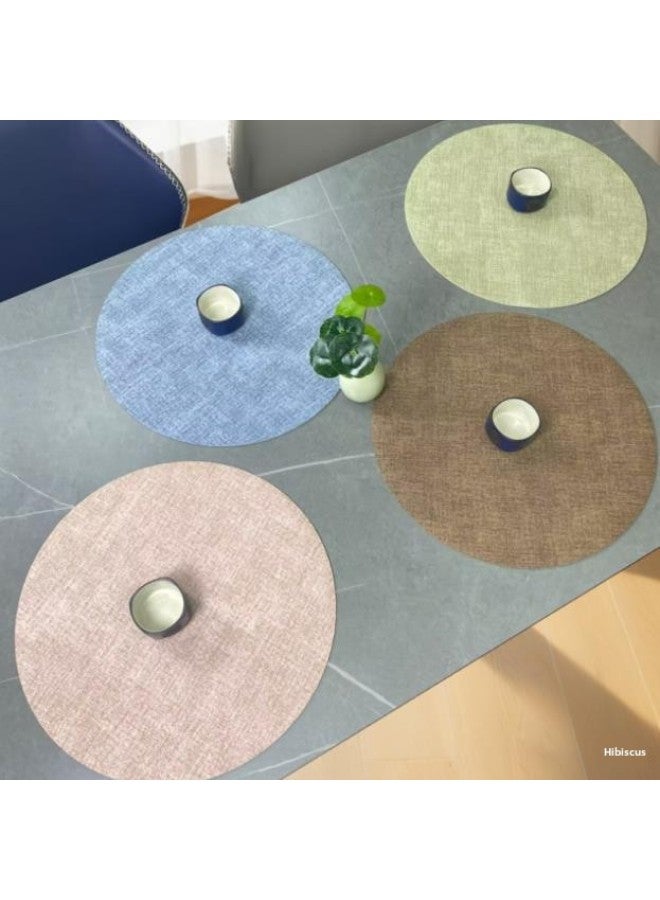 High-end Banquet Round Dining Mat Table Mat Cloth Pattern Leather Bowl Mat Coaster Protects Desktop Dining Table Waterproof And Washable-Color:Grass Green-Specifications:35x1cm - Image 1