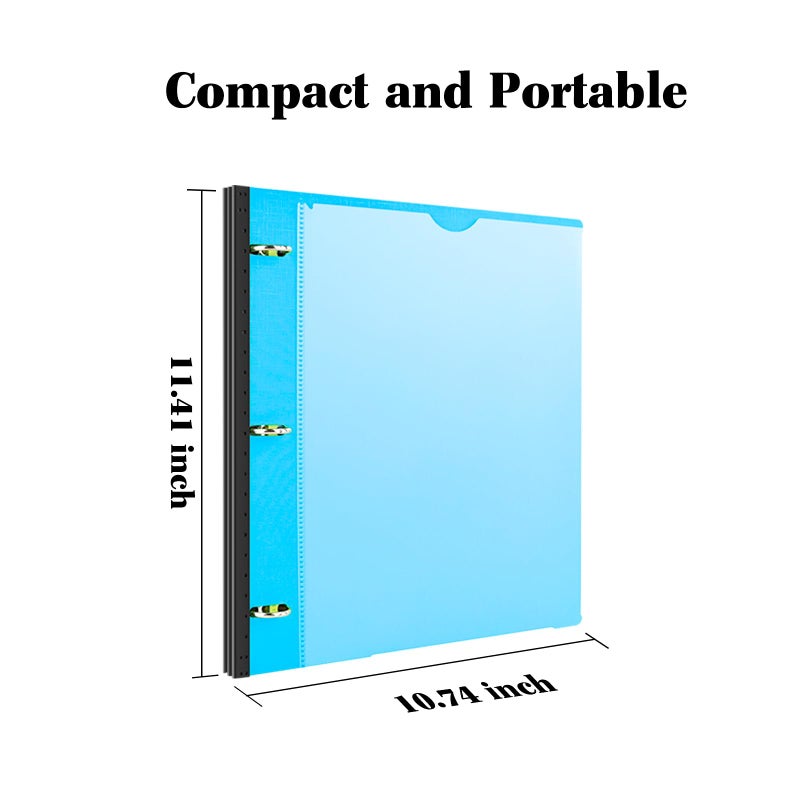 INFUN 1 Inch Telescoping 3 Ring Binder - 1PCS,Flexible Round Binder with Customizable Front Cover and Clear Catalog Pocket, 1 Inch Rings, 225 Sheet Capacity-Blue - Image 5